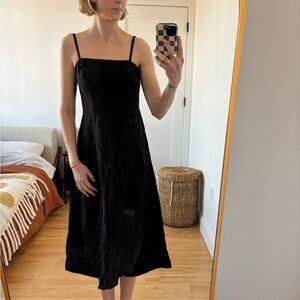 Whistles Black linen Strappy Midi Dress